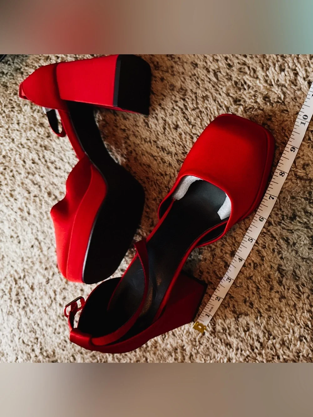 NWOB & Other Stories Red Platform Block Heel Sandals